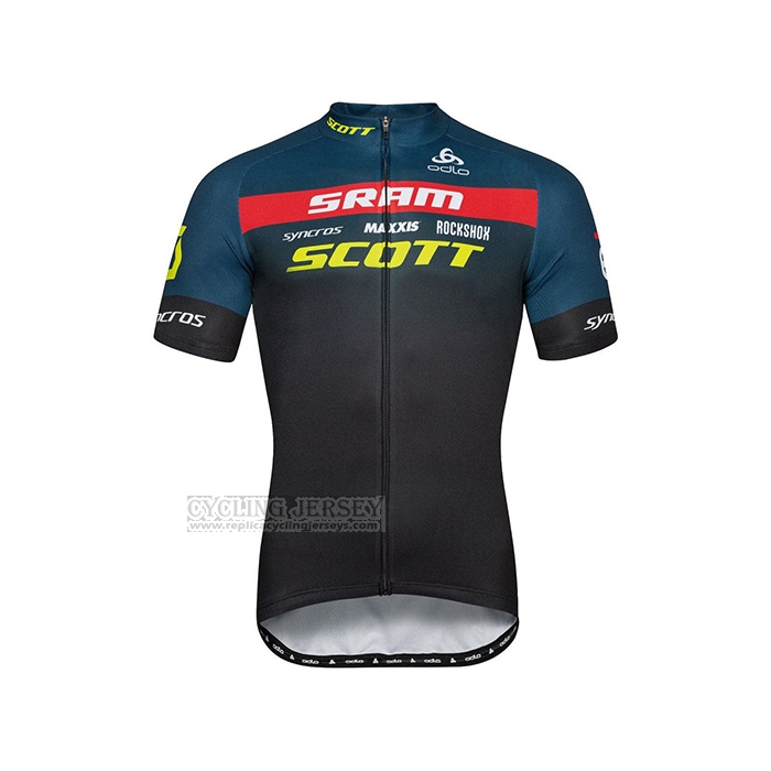 2022 Cycling Jersey Scott Sram Black Blue Short Sleeve and Bib Short